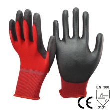 NMSAFETY 13 gauge red liner garden working safety pu gloves